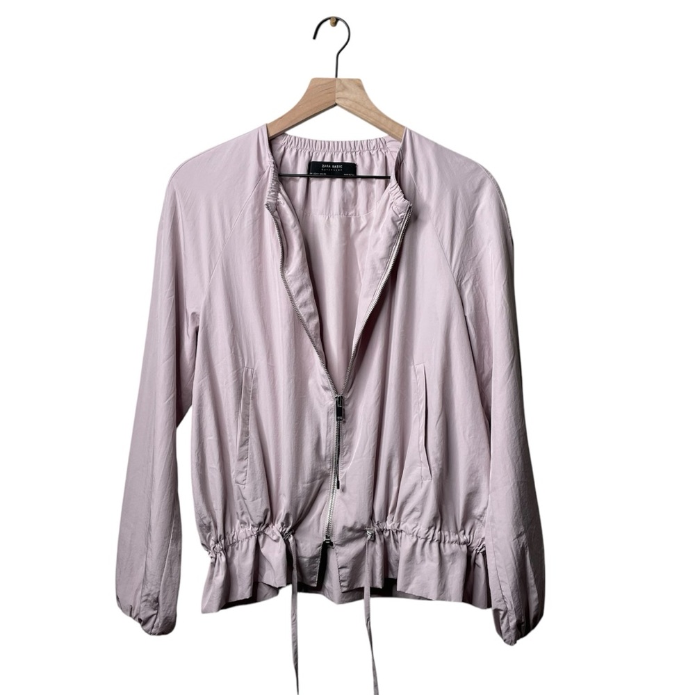 Zara Basic Outwear Pink Windbreaker Scrunched Waist